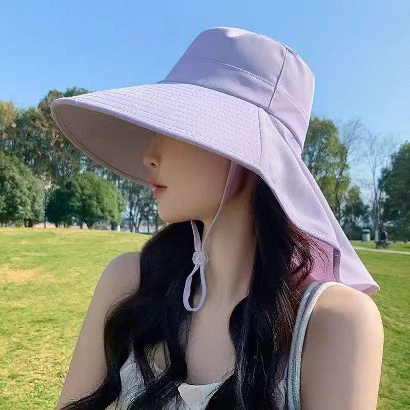 防紫外线防晒遮脸大披肩太阳防风骑车遮阳帽百搭渔夫帽女夏天海边|undefined
