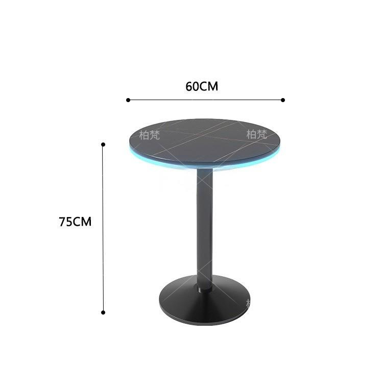 Diámetro 60 Mesa de mármol de imitación + cinturón de luz + pie de hierro