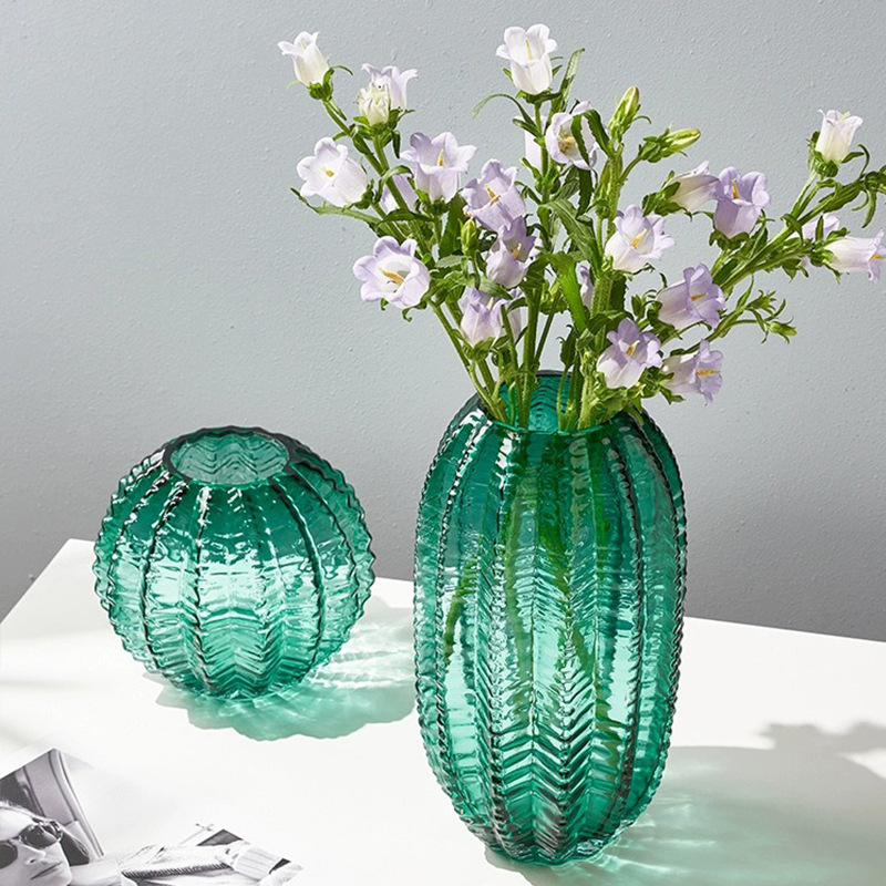 Personalizada creativa cactus bola columna de cactus florero de vidrio de color de alto aspecto sala de estar arreglo floral decoración de flores