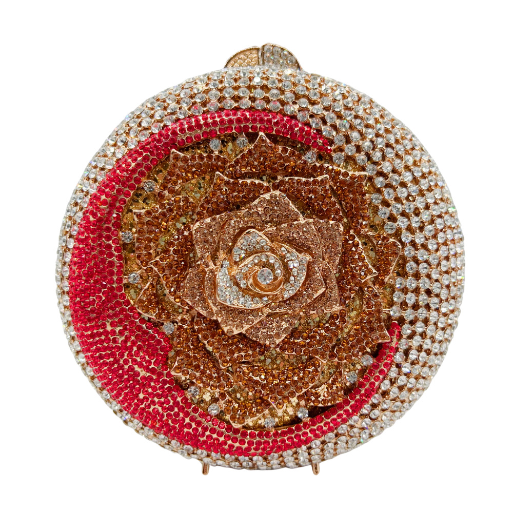 Nuevo cross-border moonflower diamond banquete bolso de diamante bolso de mano bolso de moda bolso de mujer duro