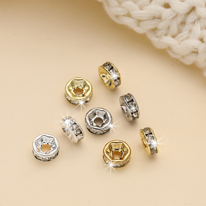 Zirconia Micro-Inlaid Copper Plated with 18K Gold Color-Preserving DIY Bracelet Necklace Spacer Beads Wheel Beads