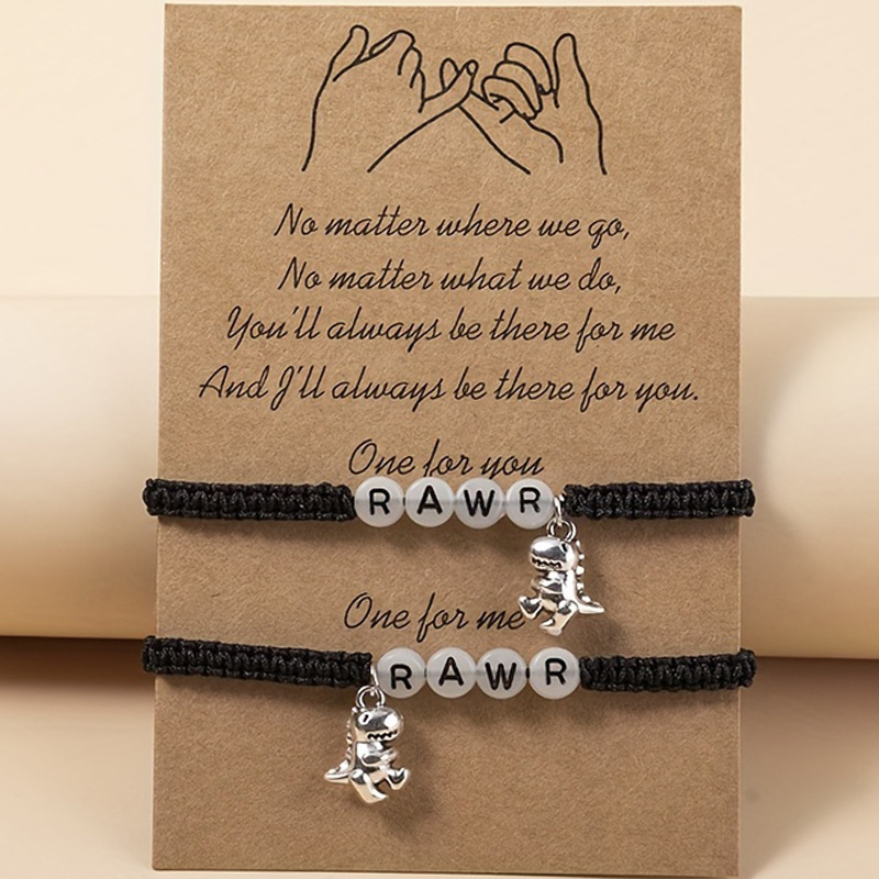 Luminous Letter Set Bracelet Hand-Woven Adjustable Letter Rawr Little Dinosaur Luminous Letter Set Bracelet