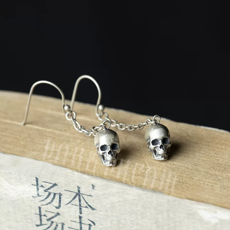 Earrings, accessory, silver 925 sample, punk style, wholesale