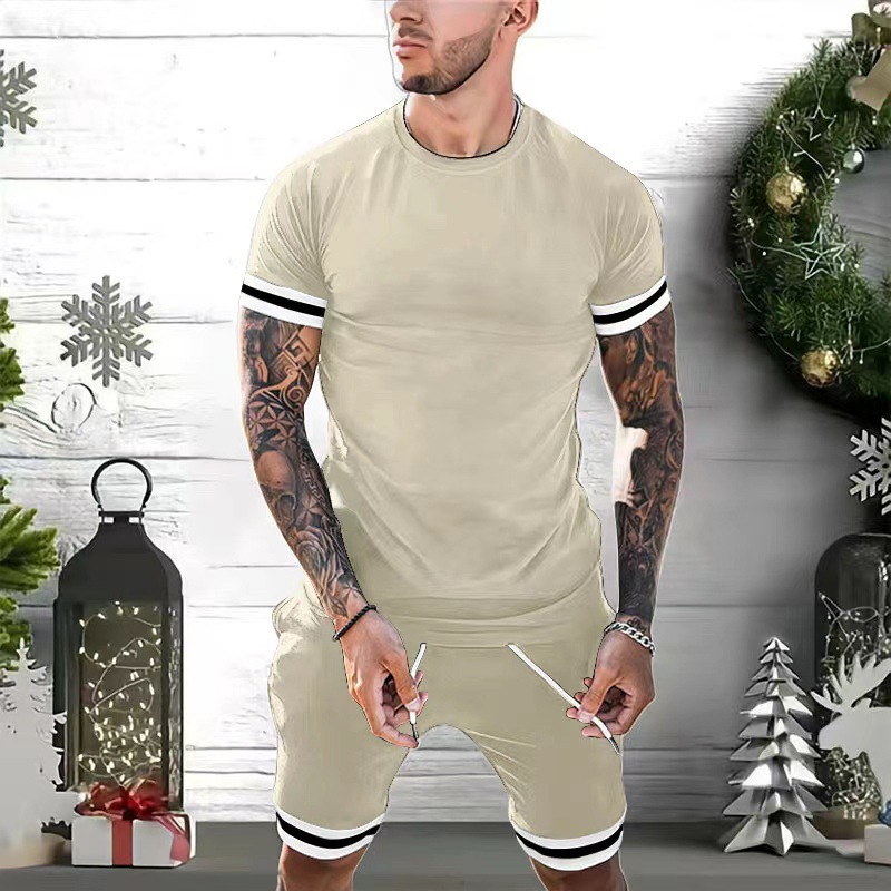 Zweiteiliges Herren-Set aus Kurzarmshirt und Shorts, sportlich-lässig, für Jugendliche_voghion.com