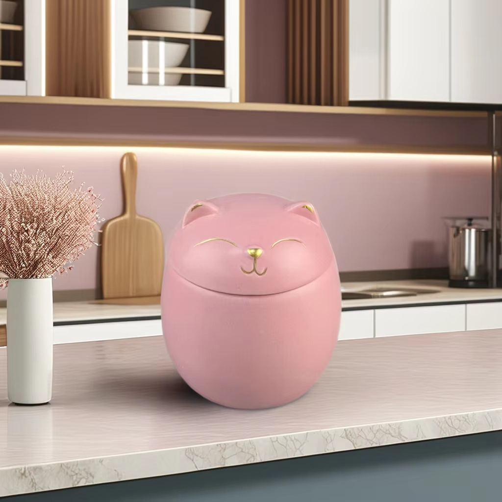 Cama de té para mascotas linda y creativa Cama de té para gatos de la suerte Taza de almacenamiento sellada a prueba de humedad Mini lata de té de viaje portátil