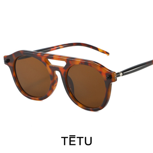  New Double-Beam Toad-Shaped Sunglasses for Men & Women—Vintage Design, Wholesale, Unique European & American Style, Available in Trendy Orange