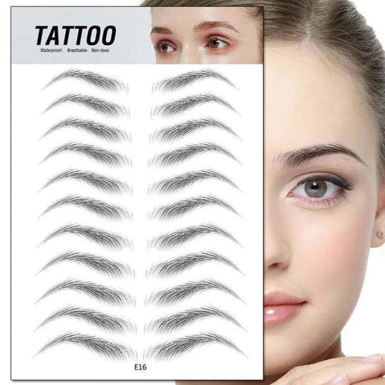 Factory spot 6D imitation ecological stickers tremolo with black eyebrow stickers 3D tattoo stickers