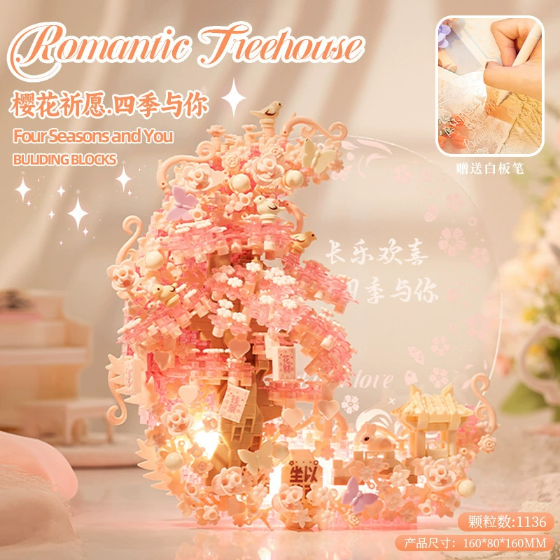 Constructor, brainteaser, handle for mother's day, DIY, bouquet, cherry tree, Birthday gift