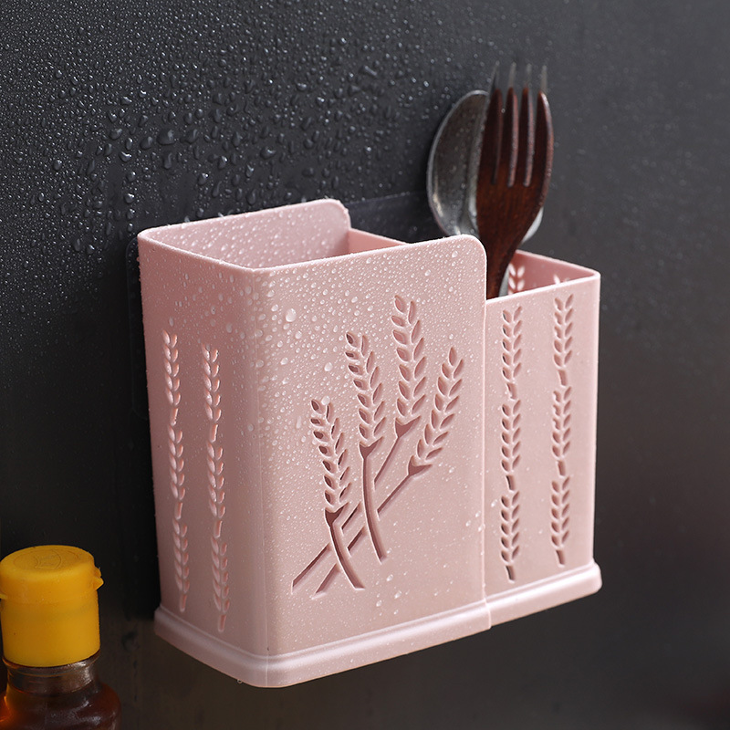 Jaula de palillos casera sin perforación tipo pared colgante de tres compartimentos de palillos de cocina de drenaje de cubierta de cocina de dos compartimentos de jaula de palillos de almacenamiento