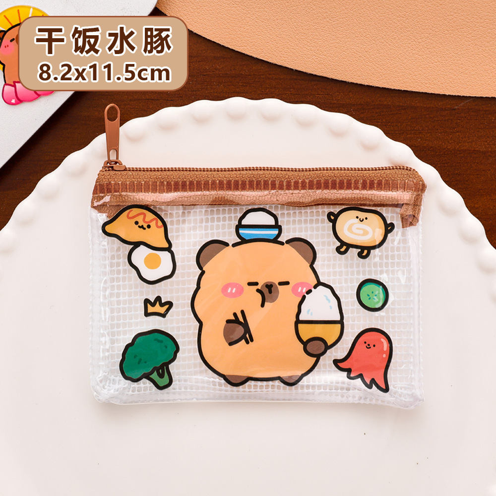 Kapibala bolsa de monedas PVC de dibujos animados linda bolsa de almacenamiento bolsa de cosméticos transparente auriculares portátiles tarjeta estuche para llaves