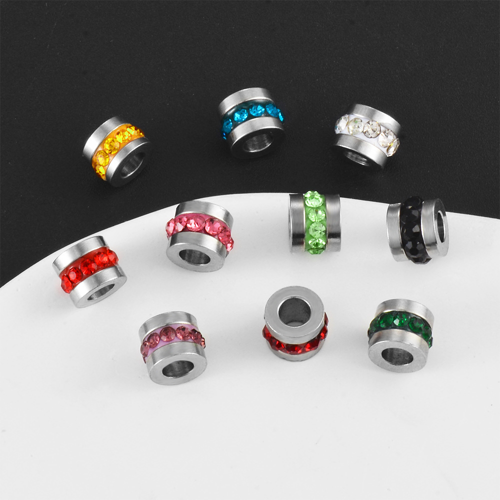 304 Stainless Steel Material 20 PCS/Package Stainless Steel Rhinestones Round Beads