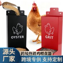 跨境鸡舍专用牡蛎壳砂砾喂食盒 家用养鸡防撒料金属挂式喂料器