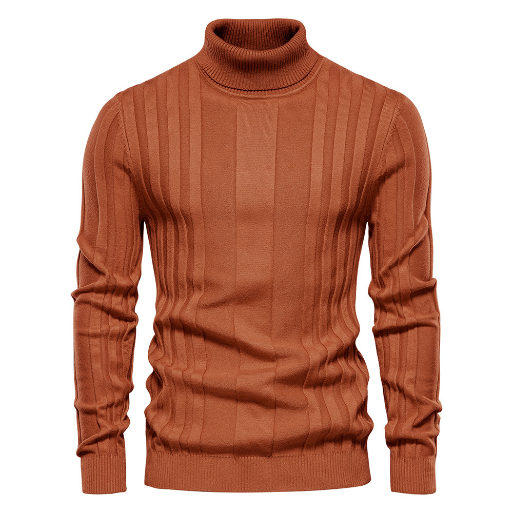 Autumn New Style High Neck Casual Knitted Warm Base Sweater Men's Solid Color Pullover Size Large_voghion.com