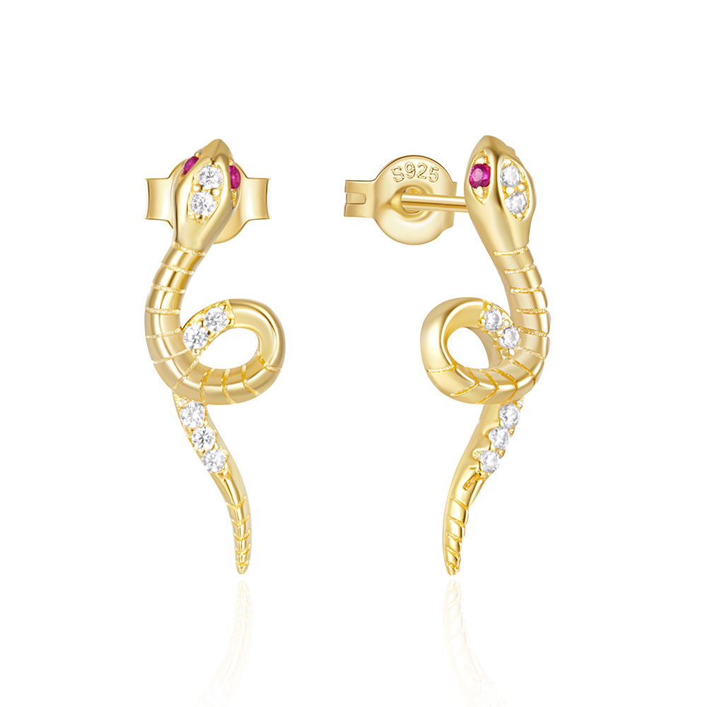 Women's Gender Plating Design 1 Pair 925 Sterling Silver Snake Ear Studs