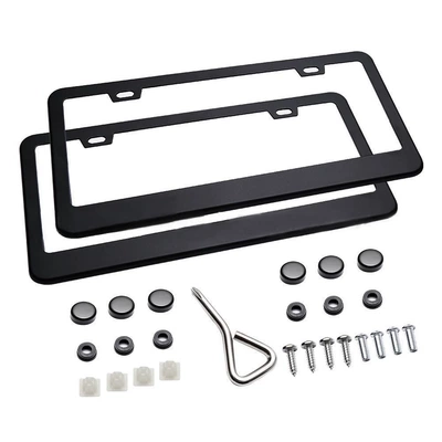 Amazon License Plate Frame American Standard License Plate Frame American Standard License Plate Frame Stainless Steel License Plate Modification Car Supplies (License plate holder/license plate holder) - stainless-steel-black
