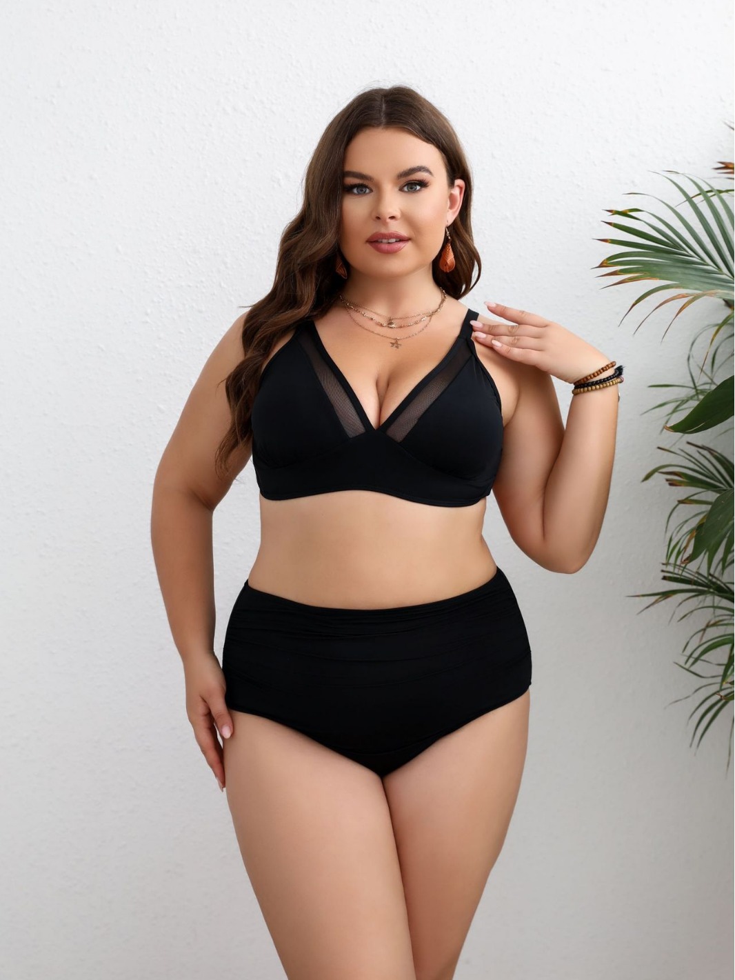 Upanikés ajustados transfronterizos conservadores y sexy bikini de tamaño grande dividido trajes de baño de espalda image 5