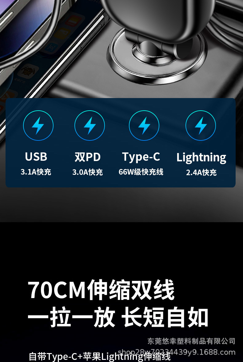Car super-fast charging phone charger with one-to-one cigarette lighter adapter, multifunctional car charger conversion plug