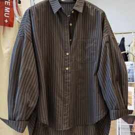 特大码斤韩系慵懒风宽松休闲条纹长袖衬衫男女春秋季新品上衣新品
