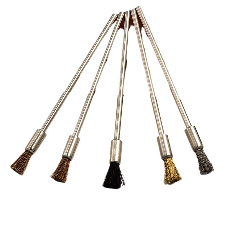 Cepillo alargado de 3 asas cabeza de flor de pulido/cepillo de eliminación de óxido/alambre de cobre de nylon crin de caballo alargado cepillo de pulido de cabeza de cepillo de ranura profunda