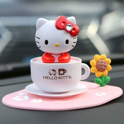 Car ornaments | Interior Fashion - white-tea-cup-kitty-solar-model-anti-slip-mat