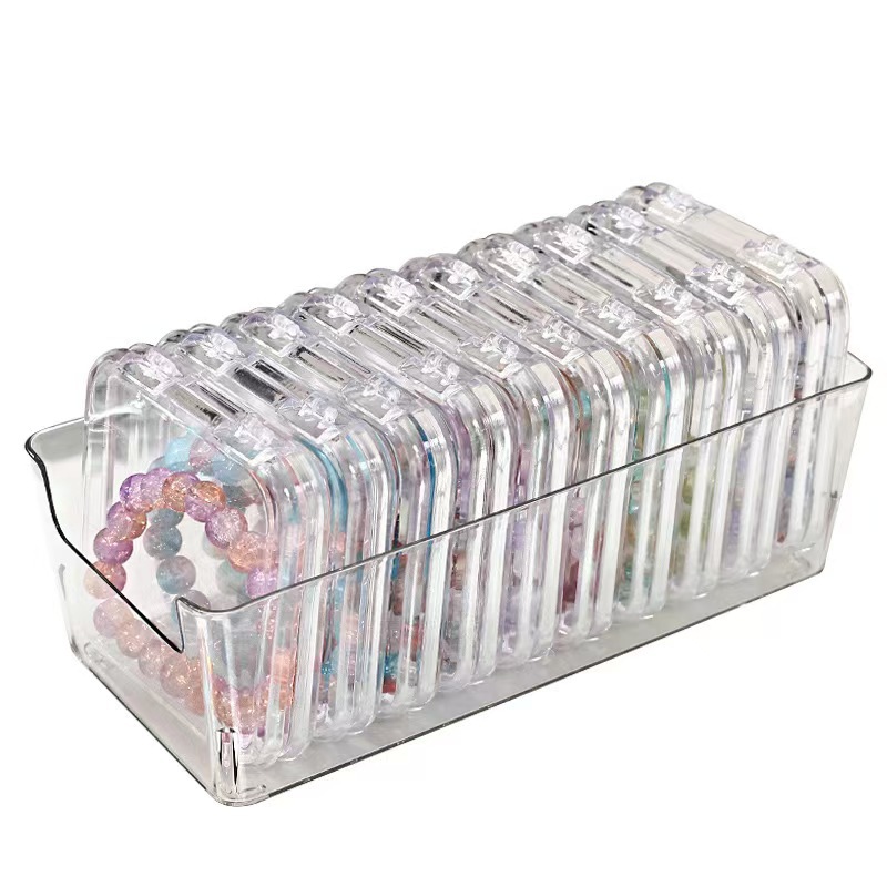 Caja de almacenamiento de plástico transparente a prueba de polvo y antioxidante Pulsera Pulsera Pulsera Joyas Wenwan Caja de almacenamiento con cuentas Escritorio