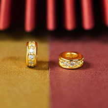 谁925银镀金镶嵌钻石小隔圈配件 DIY原创设计 手串项链百搭款配饰