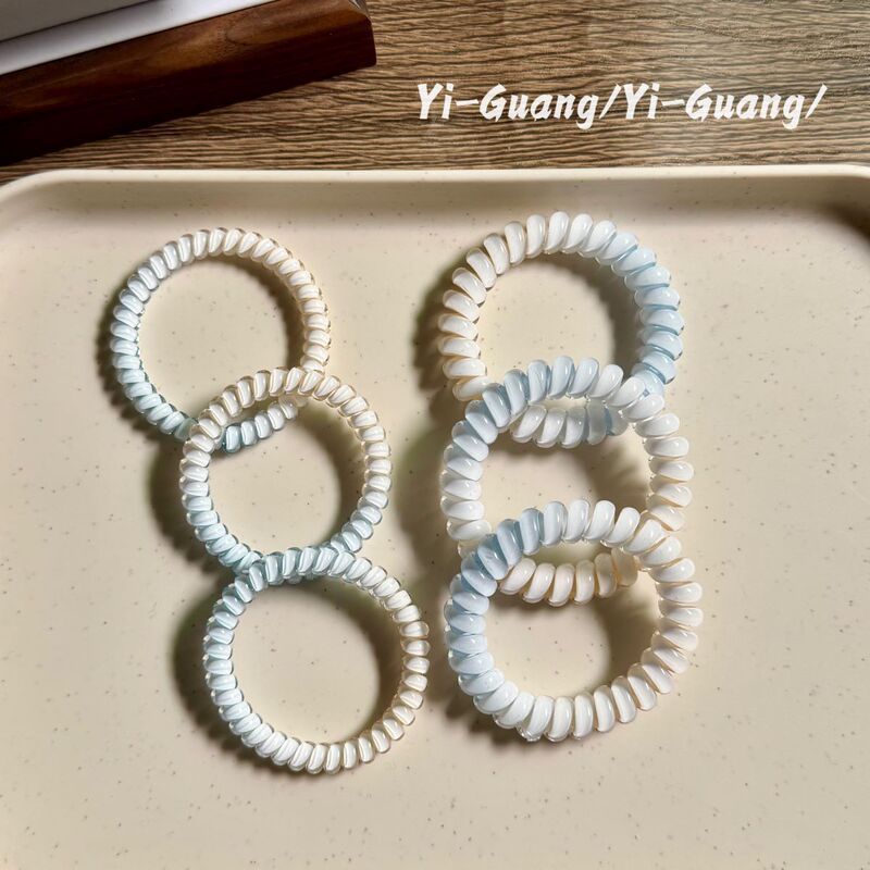 Sea Salt Blue Gradient Color Double Phone Line Hair Ring Women's Summer Simple Hair Rope Advanced Sense Hair Rope Leather Tendon Hair Accessories Sea Salt Blue Gradient Color Double Phone Line Hair Ring Women's Summer Simple Hair Rope Advanced Sense Hair Rope Leather Tendon Hair Accessories