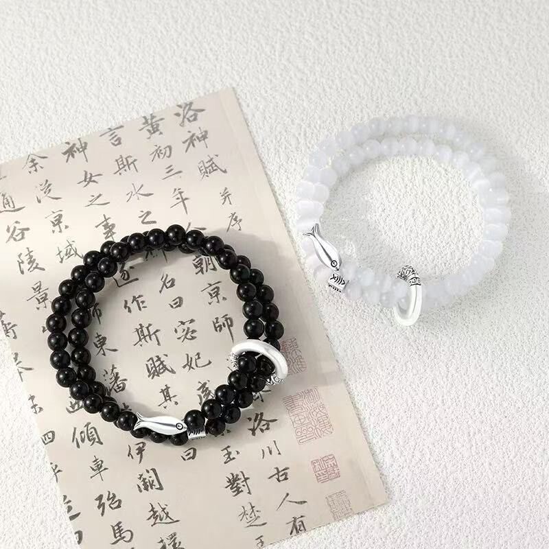 Koi Fish Beaded Couple Bracelets for Men and Women, Original Design, High-End Versatile Niche Love Token Gift