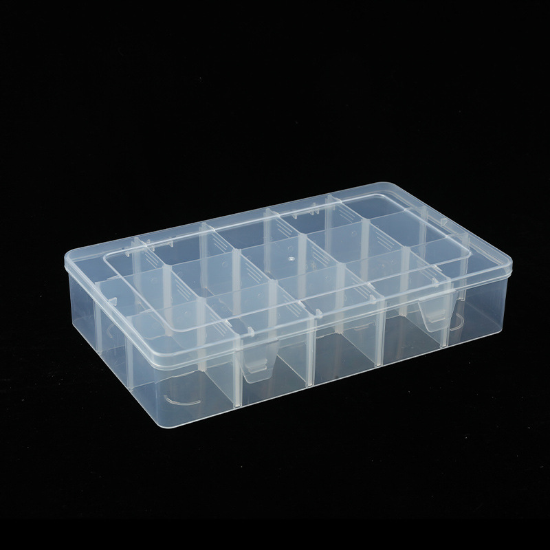 Storage Box Large Thickened Cover Visible 15-cell Detachable Desktop Plastic Finishing Box Tool Box Jewelry Box