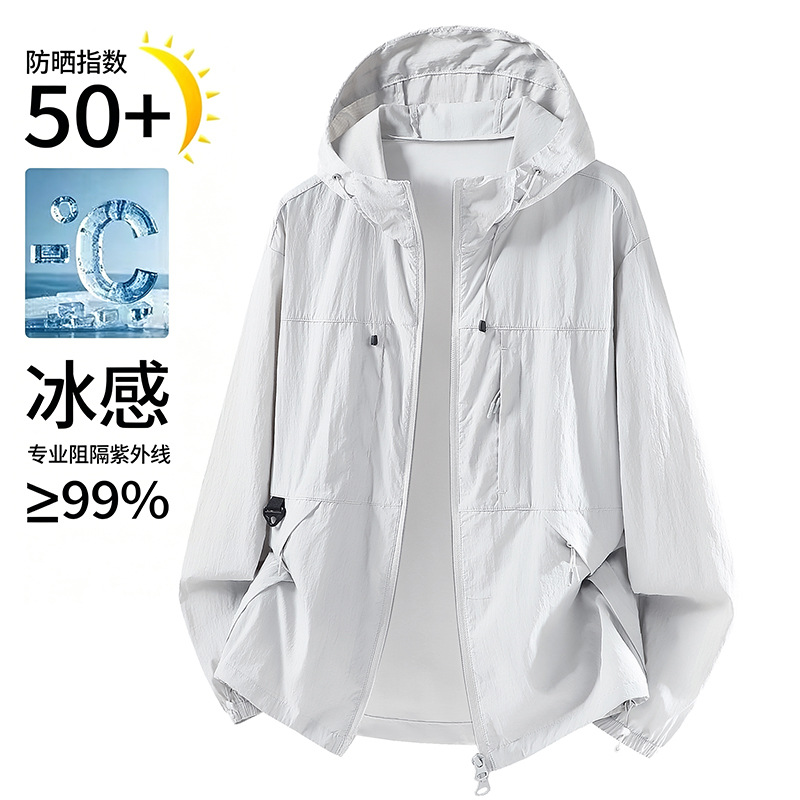 Ice-Feel Breathable Ice Silk Sun Protection Clothing for Men and Women, Summer Outdoor Upf50+ Uv Protection Sun Protection Jacket