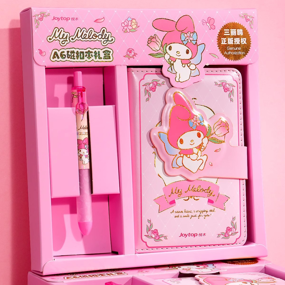 Caja de regalo de libro de manos Kulomi genuina Sanrio juego de papelería de cuentas de mano Melody cuaderno de regalo de cumpleaños