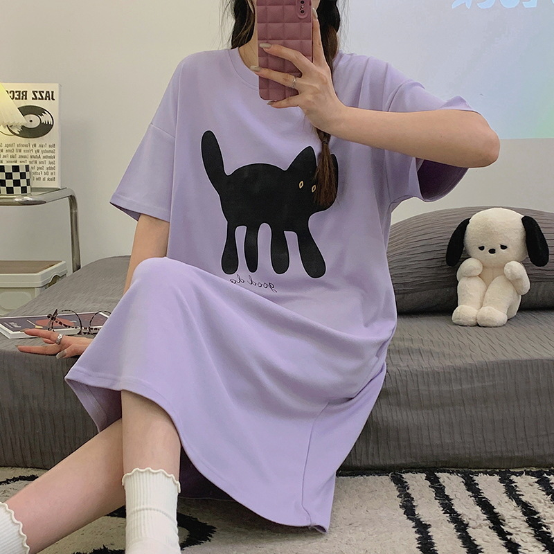 Pijama de verano para mujeres 2024 nueva mujer de algodón sexy de verano de mangas cortas para mujeres embarazadas pijamas de gato negro de verano para mujeres