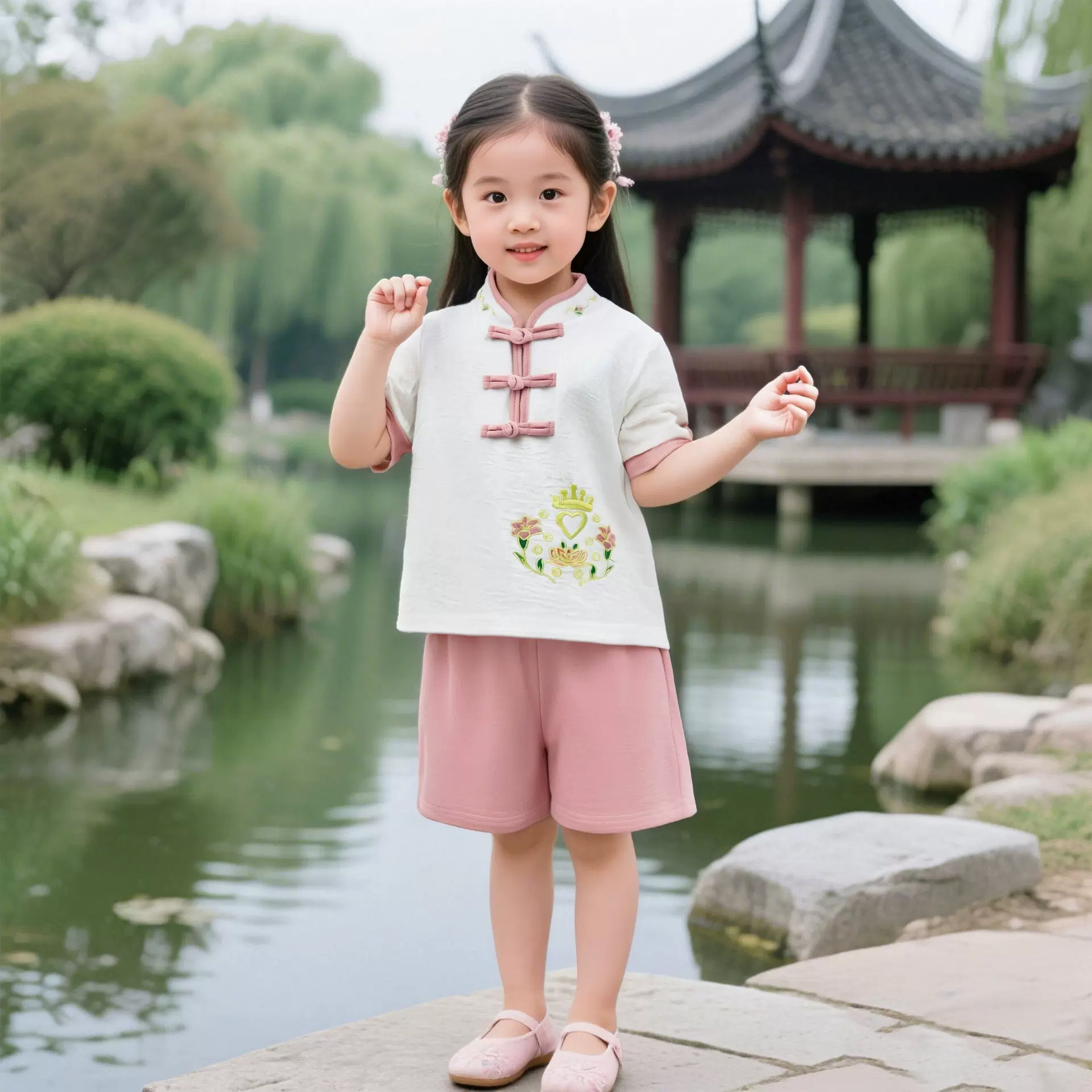 汉服儿童女夏装表演服幼儿园演出服男童短袖中国风古装服复古童装