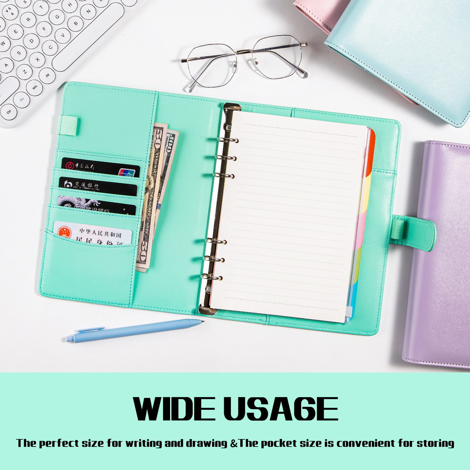 (2개) 마카롱 노트패드 A5 책 버클 분리형 인쇄 가능 가죽 루즈리프 책 PU 가죽 로고 노트북 쉘