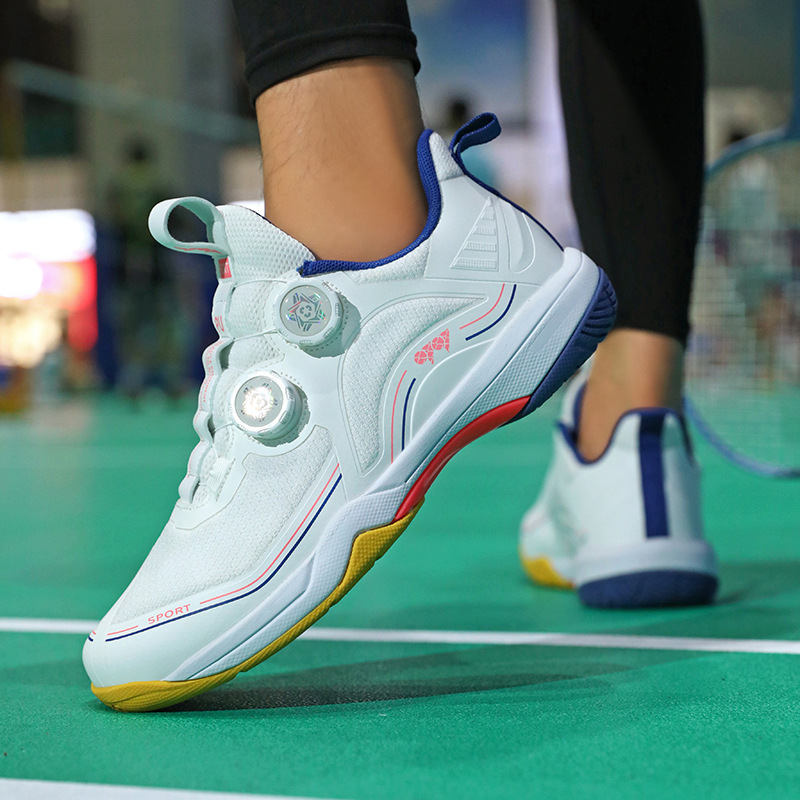 New Style Table Tennis Shoes Rotating Buckle Badminton Shoes Men and Women Outdoor Sports Running Shoes Tennis Training Shoes Carbon Plate Bottom