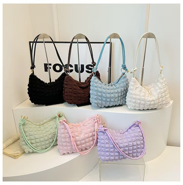 Women's Simple Elegant Gentle Pleated Underarm Bag Women's 2024 Spring and Summer New Shoulder Crossbody Bag Small Square Bag Women's Simple Elegant Gentle Pleated Underarm Bag Women's 2024 Spring and Summer New Shoulder Crossbody Bag Small Square Bag