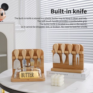 Rectangular Glass Butter Box Cross-Border Selection New Style Cream Knife Holder with Knife and Fork Multi-Functional Storage Rack Wholesale