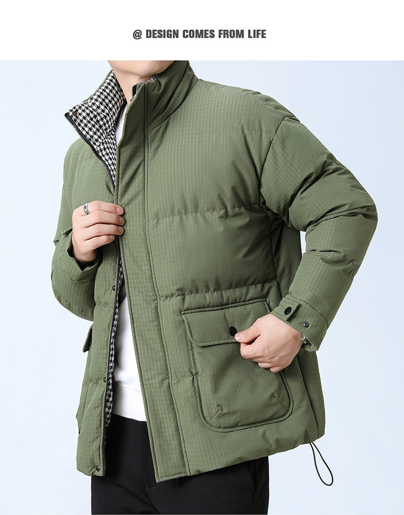 Veste en coton ample à col montant pour homme, vêtement d'hiver épais et chaud, version coréenne_voghion.com