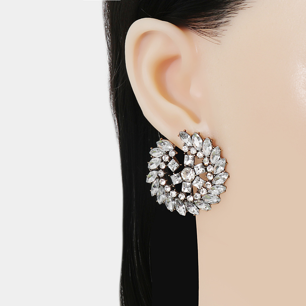 European And American New Alloy Diamond-studded Sunflower Earrings Female display picture 10