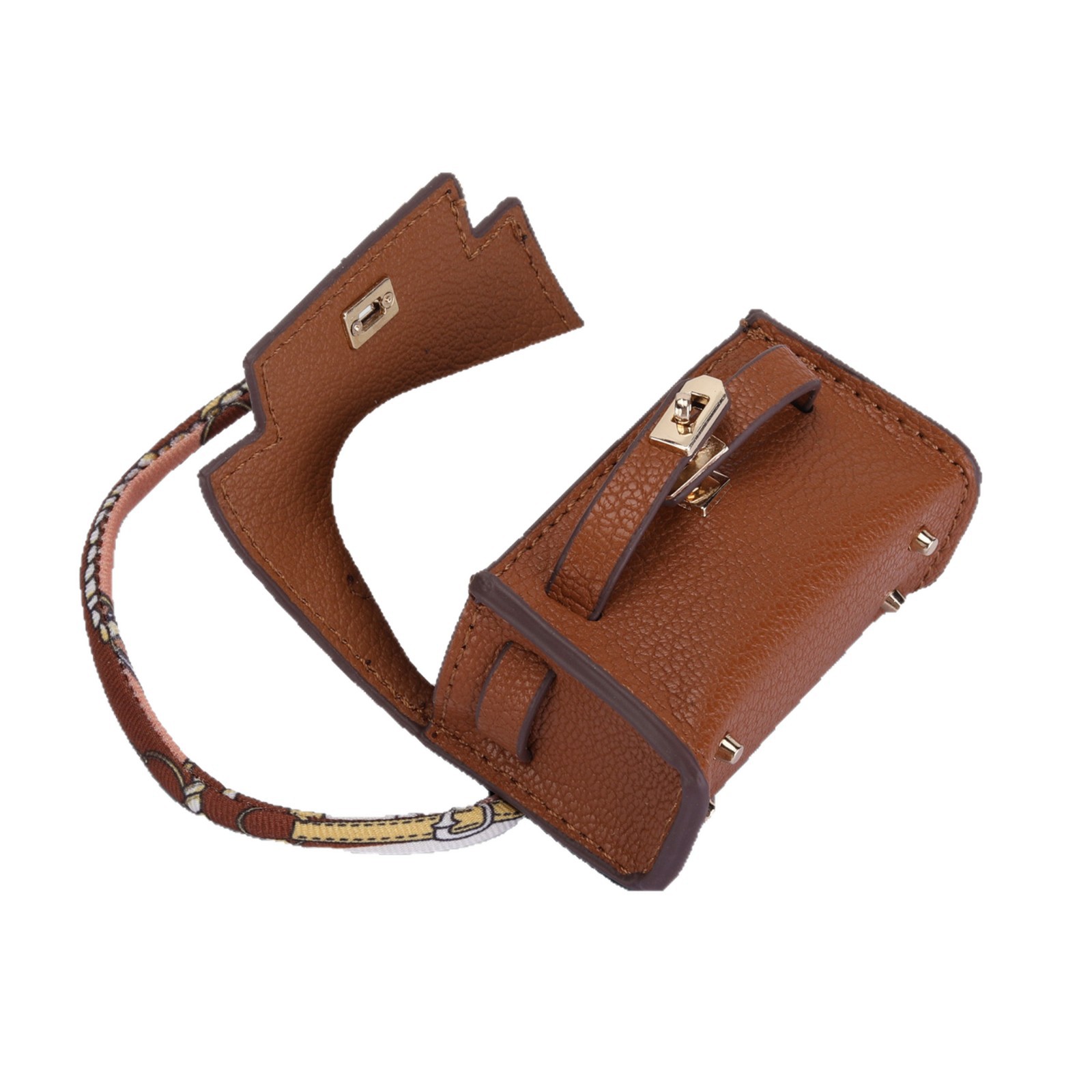 Mini bolso de cuero, bolso de colgante, colgante para Airpods, estuche de almacenamiento de auriculares, estuche de protección de auriculares, bolsa de almacenamiento