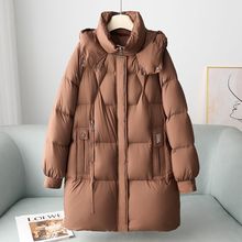 长期有货海宁秋冬新款连帽女式羽绒服2025时尚百搭90鸭绒防寒外套