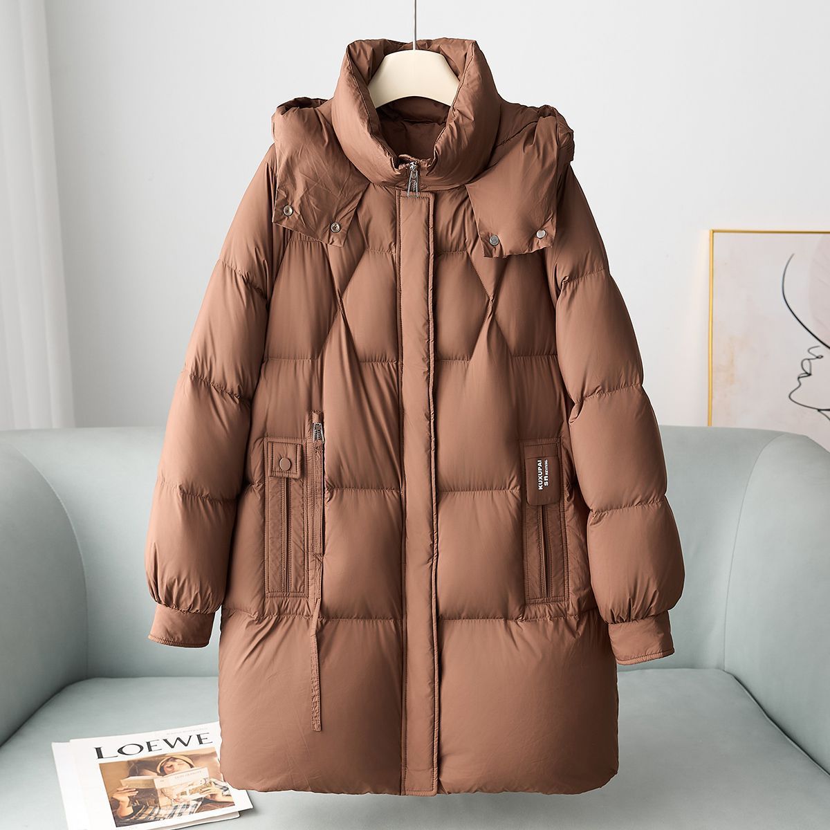 长期有货海宁秋冬新款连帽女式羽绒服2025时尚百搭90鸭绒防寒外套