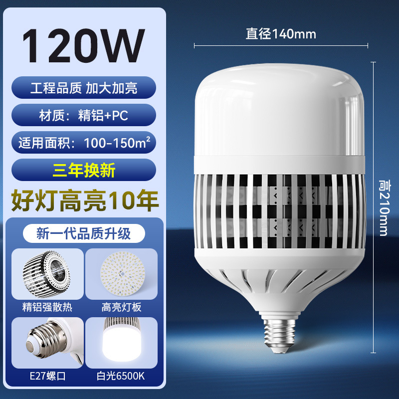 Bombilla LED súper brillante de 100W/200W de alta potencia, tipo aleta, con casquillo E27, para iluminación de taller, lámpara de bajo consumo.
