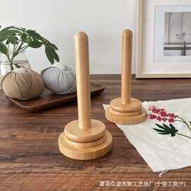 木制毛线整理架轴转动编织工具支架实木圆柱旋转架纱线线轴架