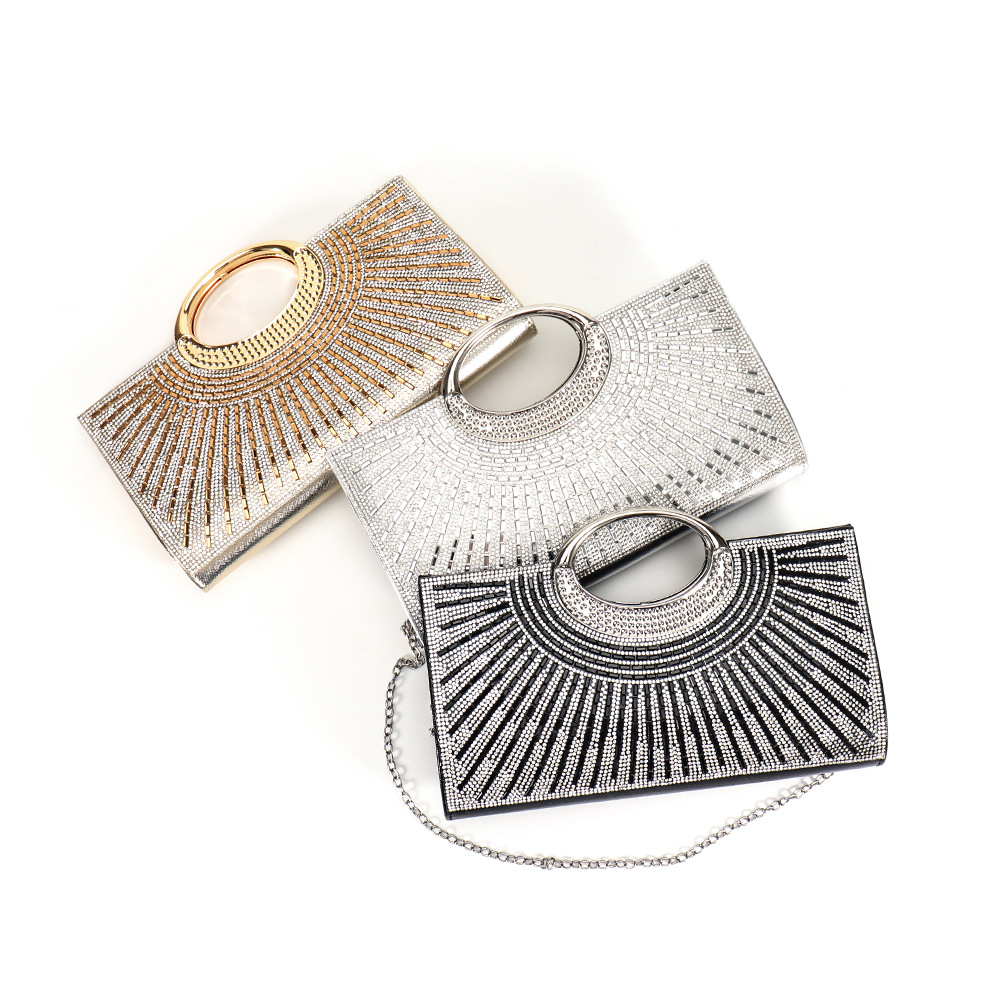Evening Handbag Shiny Rhinestone Striped Clutch For Weddings_voghion.com