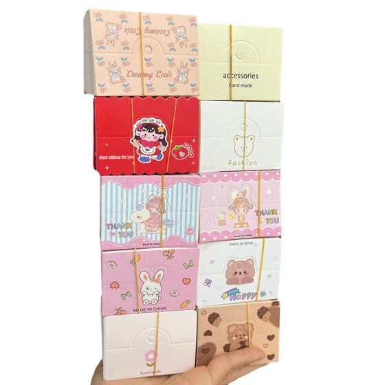Pink Cherry rabbit folding packaging card head 8 * 6cm jewelry card diy accessories tag card paper bag