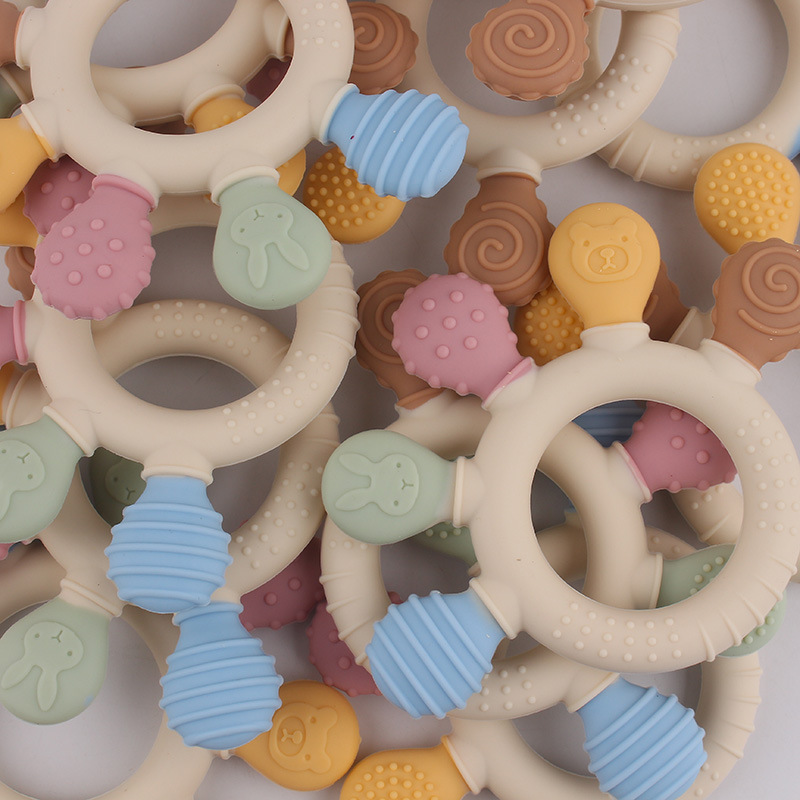 Amazon explosión material de silicona dentín de palma pequeña dientes molares resistentes a la comida mano de silicona mordida alegría tranquila campana