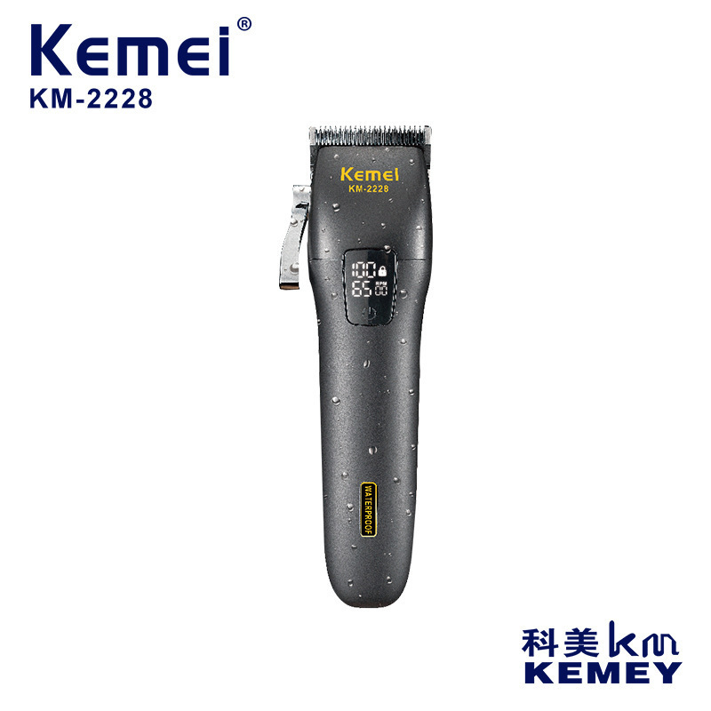 科美KM-2228智能数显全身水洗理发器理发雕刻推子发廊专业电推剪