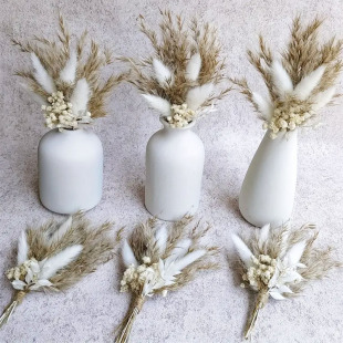 Mini Dried Flower Flower bouquet Gymnolus rabbit-tail grass reed gift box car decoration wedding corsage hand gift dried flowers