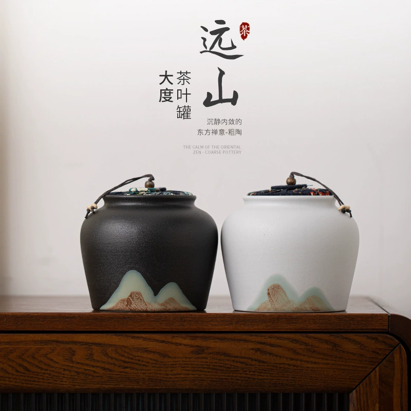 Далекая гора глазурованная роспись цветного чайного банка большой размер керамический резервуар для хранения большого размера